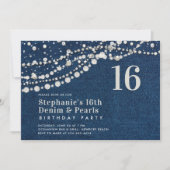 ダイアモンズパールデニムクラッシッエレガントクシック甘い16 招待状 (正面)