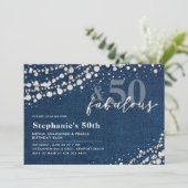 ダイアモンズパールデニムシックファブラス50誕生日 招待状 (スタンド正面)