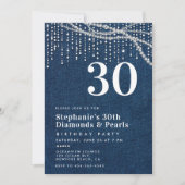 ダイアモンズパールデニモダンムクラシー30歳の誕生日 招待状 (正面)