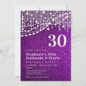 ダイアモンズパールパープルグリッターシック30th誕生日 招待状 (正面)