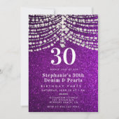 ダイアモンズパールパープルグリッツグラム30th誕生日 招待状 (正面)