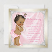 ダイアモンズパールピンク金ゴールドエスニックガールベビーシャワー 招待状 (裏面)