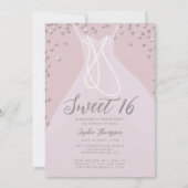 ダイアモンズパールプリンセスドレスピンクスウィート16パーティー 招待状 (正面)