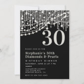 ダイアモンズパール白黒30thバースデーディナー 招待状 (正面)