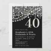 ダイアモンズパール白黒40thバースデーディナー 招待状 (正面)