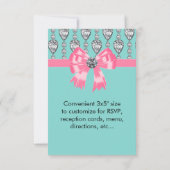 ダイアモンズピンクティール（緑がかった色）ブルーパーティーRSVP 出欠カード (裏面)