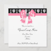 ダイアモンズピンクブラックパーティの招待状テンプレート 招待状 (裏面)