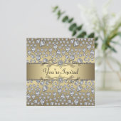 ダイアモンズブラックおよび金ゴールドすべての行事パーティー 招待状 (スタンド正面)