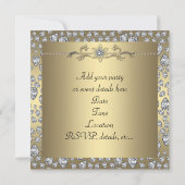 ダイアモンズブラックおよび金ゴールドすべての行事パーティー 招待状 (裏面)