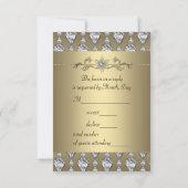 ダイアモンズブラック&金ゴールドすべての行事パーティーRSVP 出欠カード (裏面)