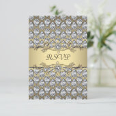 ダイアモンズブラック&金ゴールドすべての行事パーティーRSVP 出欠カード (スタンド正面)