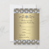 ダイアモンズブラック&金ゴールドすべての行事パーティーRSVP 出欠カード (裏面)