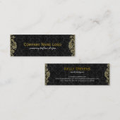 ダイアモンズブラック&金ゴールドパターンフローラマスク スキニー名刺 (正面/裏面)
