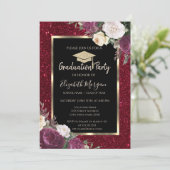 ダイアモンズブルゴーニュフラワーズレッドグリッター卒業 招待状 (スタンド正面)
