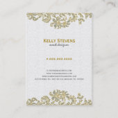 ダイアモンズホワイト&金ゴールドパターンフローラマスク 名刺 (裏面)