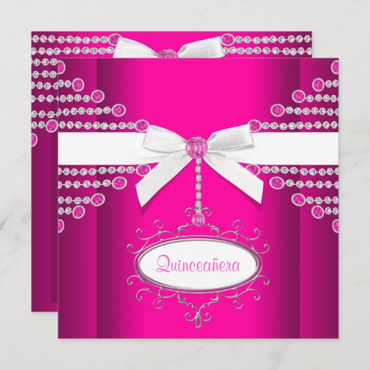 ダイアモンズボウホットピンクキンセアニェラ 招待状 (正面/裏面)