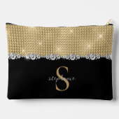 ダイアモンズモノグラム金ゴールドブラックラグジュアリー洗練 アクセサリーポーチ (裏面)