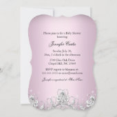 ダイアモンドかわいらしボーライトピンク赤ちゃんシャワー招待状 招待状 (裏面)