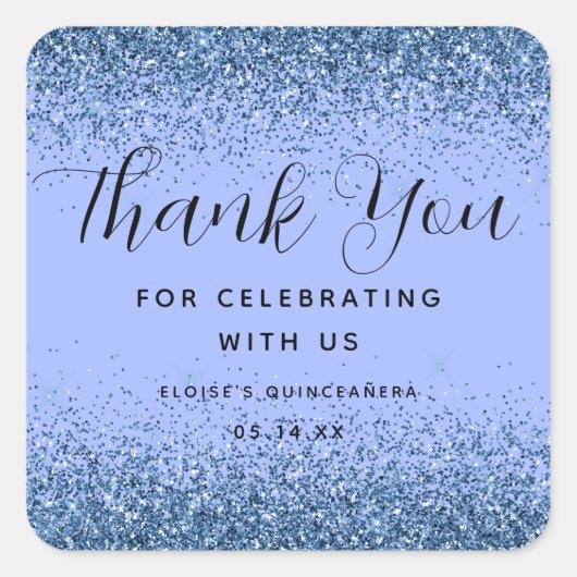 ダイアモンドきらめくダストパーティーの好意ありがとうラベル スクエアシール (正面)