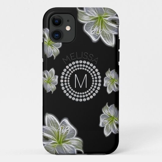ダイアモンドと名前の付いた6つの白い花 Case-Mate iPhoneケース (裏面)