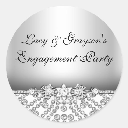 ダイアモンドエレガントシルバー婚約パーティシール ラウンドシール (正面)