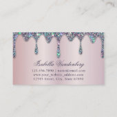 ダイアモンドエレガントスパークルグリッタードリップス薄紫サテン 名刺 (裏面)