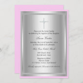 ダイアモンドクロスピンクバプテスマ/《キリスト教》洗礼式や命名式招待状 招待状 (正面/裏面)