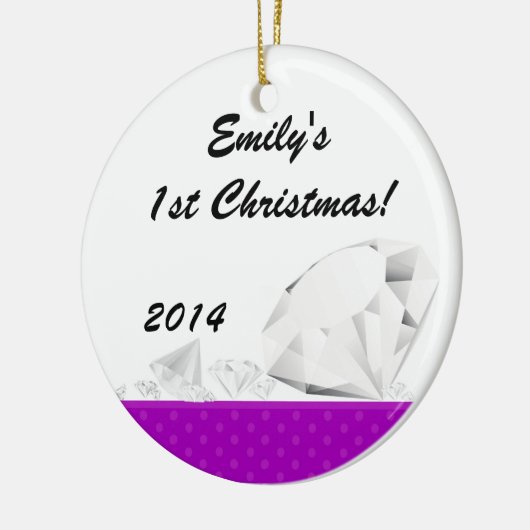 ダイアモンドグリッツグラムグラムパーソナライズされたネームオーナメント セラミックオーナメント (左)