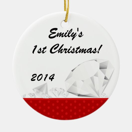 ダイアモンドグリッツグラムグラムパーソナライズされたネームオーナメント セラミックオーナメント (正面)