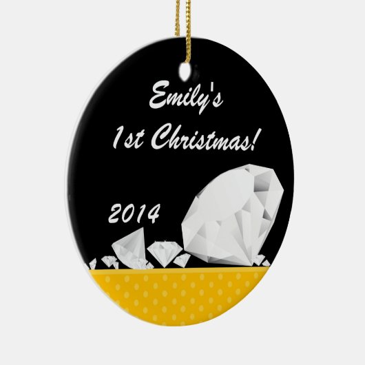 ダイアモンドグリッツグラムグラムパーソナライズされたネームオーナメント セラミックオーナメント (右)