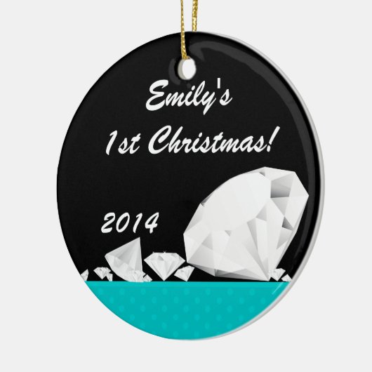 ダイアモンドグリッツグラムグラムパーソナライズされたネームオーナメント セラミックオーナメント (左)