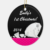 ダイアモンドグリッツグラムグラムパーソナライズされたネームオーナメント セラミックオーナメント (左)