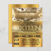 ダイアモンドグローSweet sixteenVIPパス招待状[金ゴールド] 招待状 (正面/裏面)