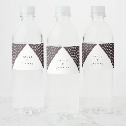 ダイアモンドジオメトリックパープル金ゴールド結婚ギャツビー ペットボトルラベル (ボトル)