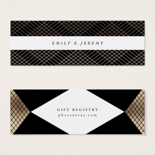 ダイアモンドジオメトリックブラック金ゴールドギャツビーギフトレジストリ (正面&裏面)