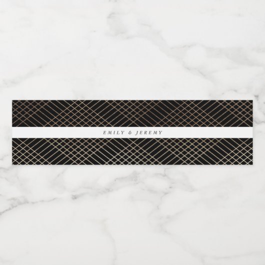 ダイアモンドジオメトリックブラック金ゴールド結婚ギャツビー ペットボトルラベル (シングルラベル)