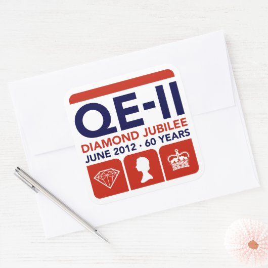 ダイアモンドジュビリー記念ステッカー スクエアシール (封筒)