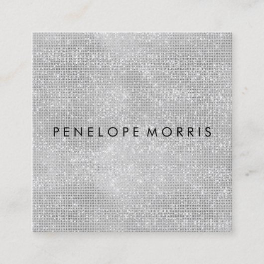 ダイアモンドスパークルグリッター美しいスタイリスト スクエア名刺 (正面)