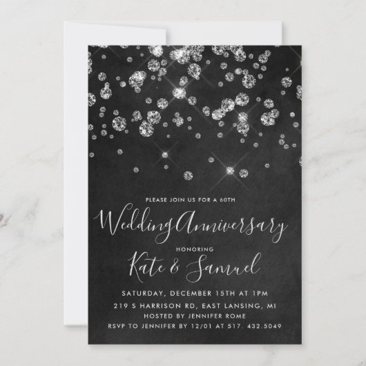 ダイアモンドチョーク結婚ボード記念日招待状 招待状 (正面)