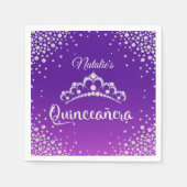 ダイアモンドティアラクラウンパーソナライズされたキンセアニェラ スタンダードカクテルナプキン (正面)