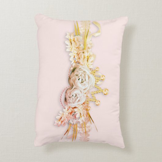 ダイアモンドティアラバラレース可愛い反射可能な枕 アクセントクッション (裏面(縦))