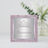 ダイアモンドティアラピンクプリンセスパーティー 招待状 (スタンド正面)