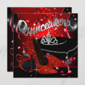 ダイアモンドティアラレッド&ブラックキンセアニェラ 招待状 (正面/裏面)