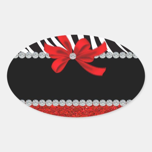 ダイアモンドディヴァ(赤グリッター) 楕円形シール (正面)