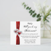 ダイアモンドハートレッド結婚のブライドメイド・カード 招待状 (スタンド正面)
