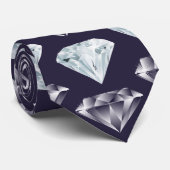 ダイアモンドパタきらきら光るーンネイビーブルーラグジュアリーエレガントNec ネクタイ (ロール)