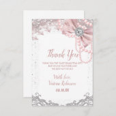 ダイアモンドパール赤面ピンクベビーガーリービーエレガントシャワー サンキューカード (正面/裏面)