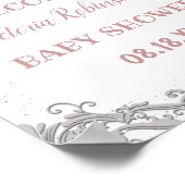 ダイアモンドパール赤面ピンクベビーガーリービーエレガントシャワー ポスター (角)