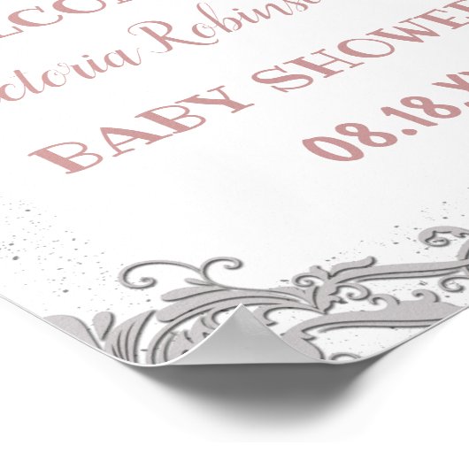ダイアモンドパール赤面ピンクベビーガーリービーエレガントシャワー ポスター (角)