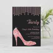 ダイアモンドピンクスティレット&ビーズ30th Birthday 招待状 (スタンド正面)
